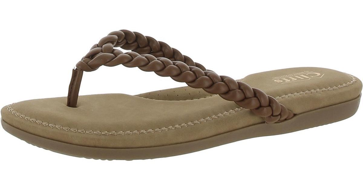 White Mountain Freedom Faux Leather Braided Flip-flops in Brown | Lyst
