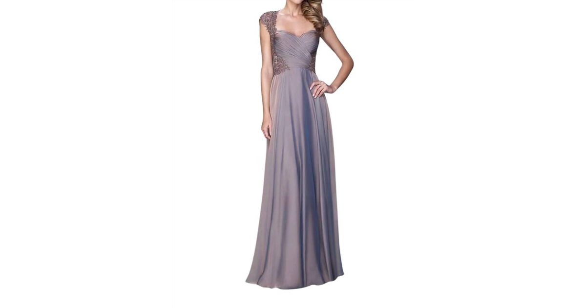 La Femme Ruched Strapless Fitted Evening Gown