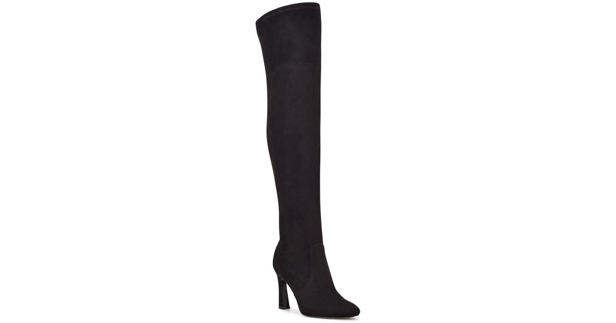 Nine West Sizzle 2 Pull On Almond Toe Over-the-knee Boots in Black | Lyst