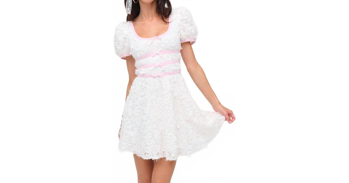 For Love & Lemons Stacked Blossom Lace Mini Dress in White | Lyst