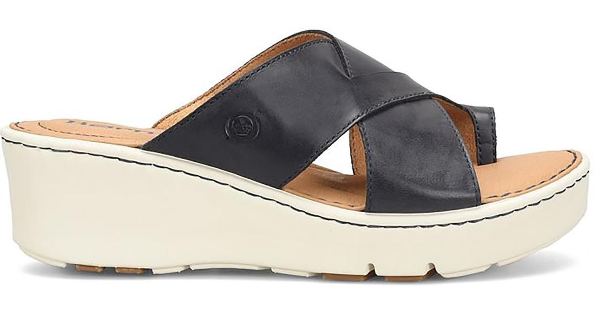 Born Ginny Leather Toe Loop Wedge Sandals in Blue Lyst