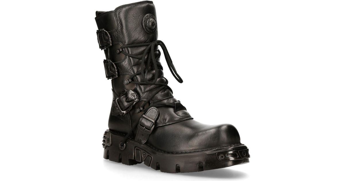 New Rock Leather Mid-Calf Boots-391-S18 in Black | Lyst