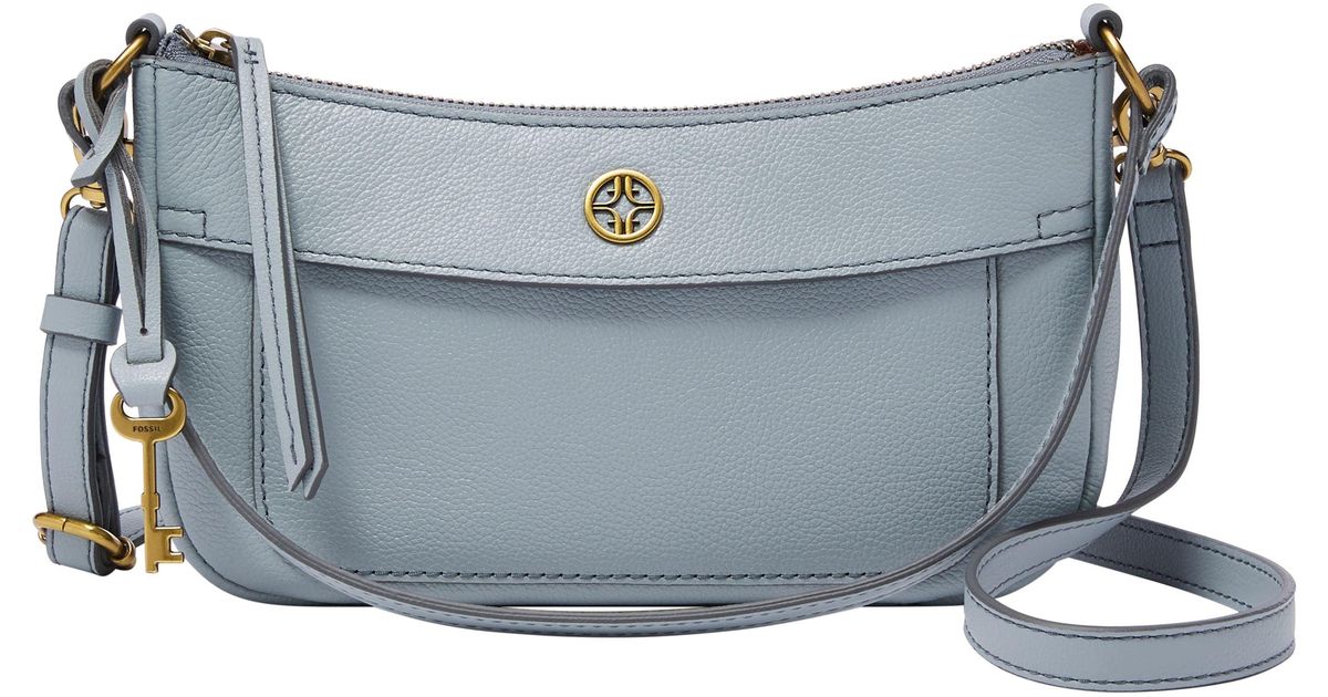 Fossil Skylar Leather Mini Baguette in Gray Lyst