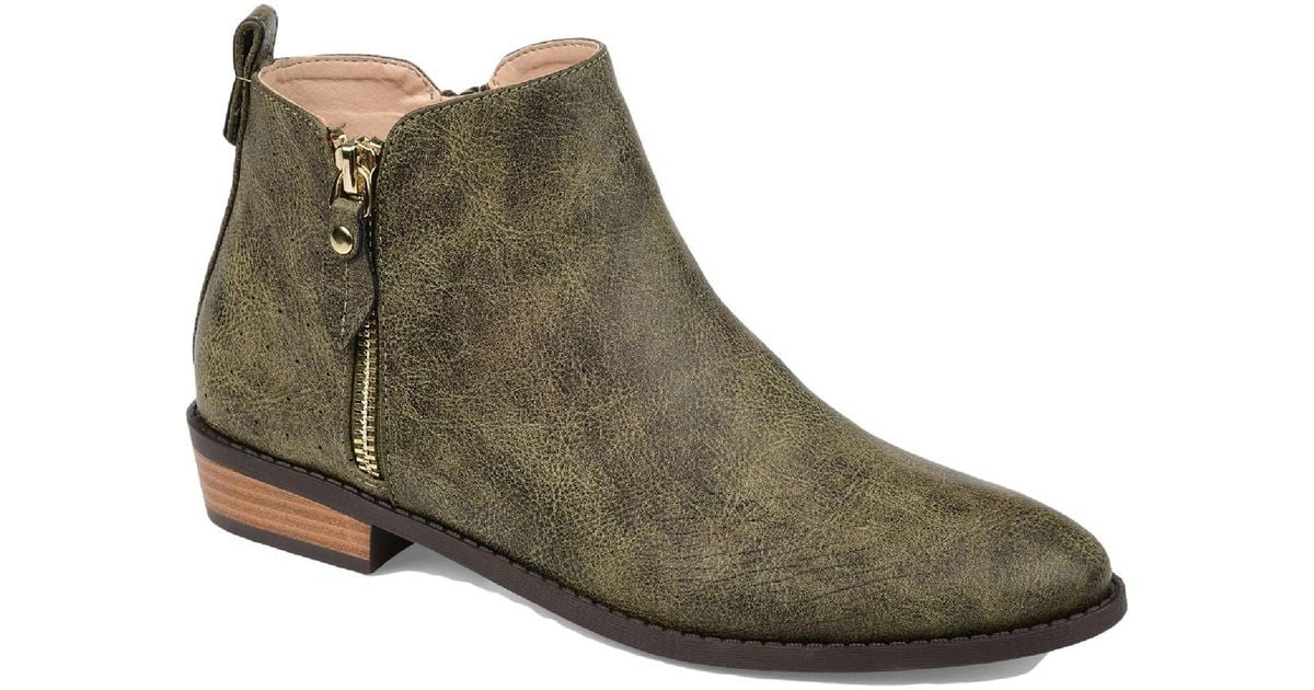 Journee Collection Ellis Faux Leather Block Heel Ankle Boots in Green ...