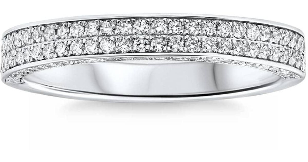 Pompeii3 1/2Ct Pave Diamond Wedding Ring Stackable Wedding Band 14K Lab ...
