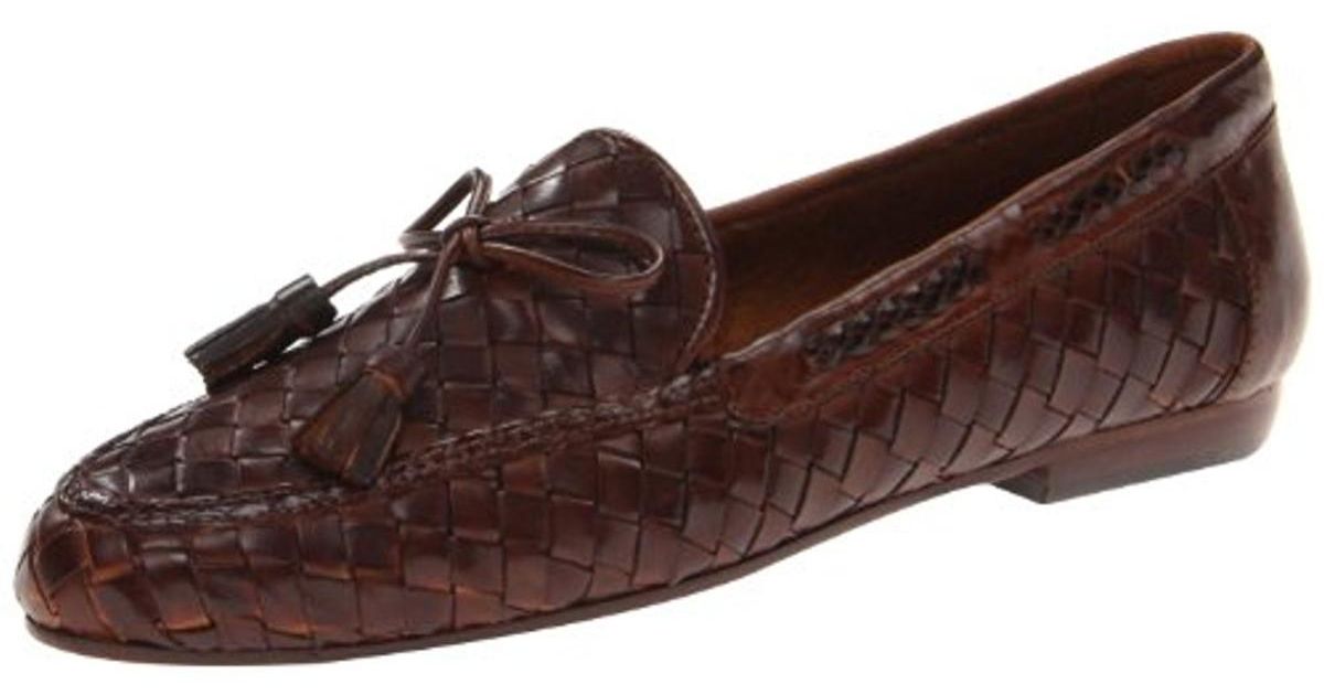 Sesto Meucci Neda Leather Woven Loafers in Brown | Lyst