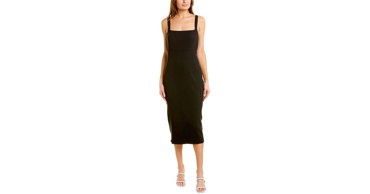 Cotton 90s Ribbed Tank Dress in Black 