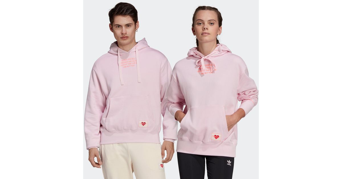 adidas Cotton Embroidered Hoodie (gender Neutral) in Pink for Men Lyst
