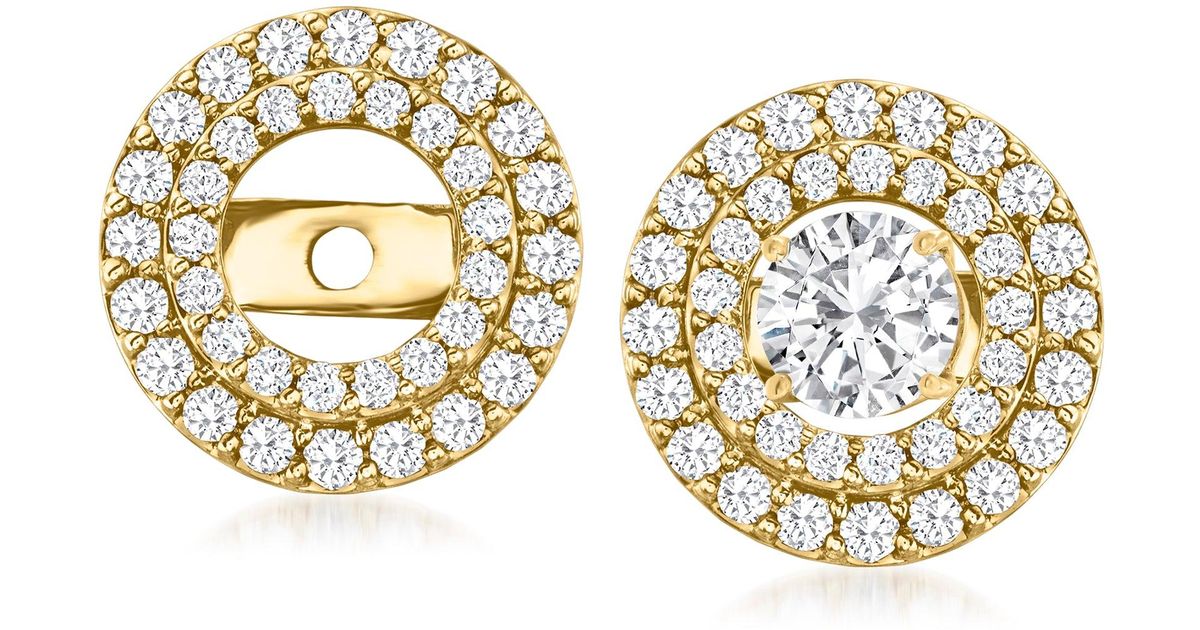 RossSimons Diamond Doublehalo Earring Jackets In 14kt Yellow Gold in