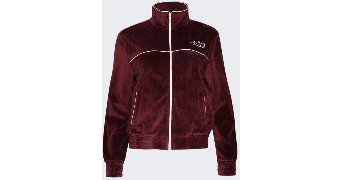 Sporty & Rich Sport Velour Track Jacket in Red | Lyst