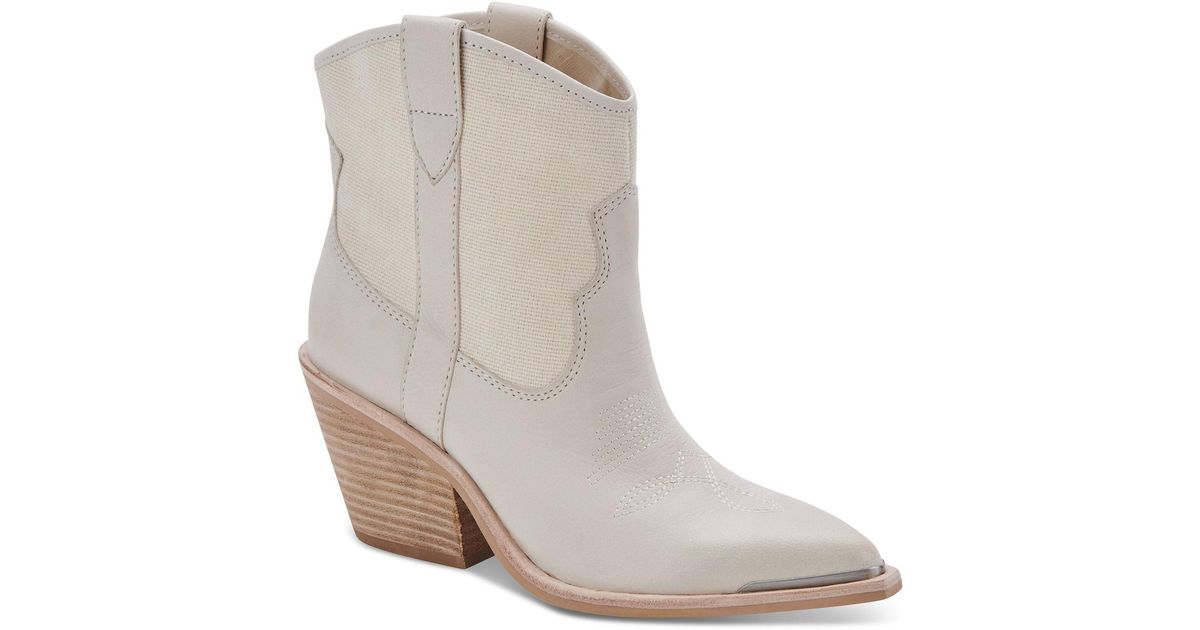 Dolce Vita Nashe Leather Two Tone Cowboy, Western Boots in White Lyst