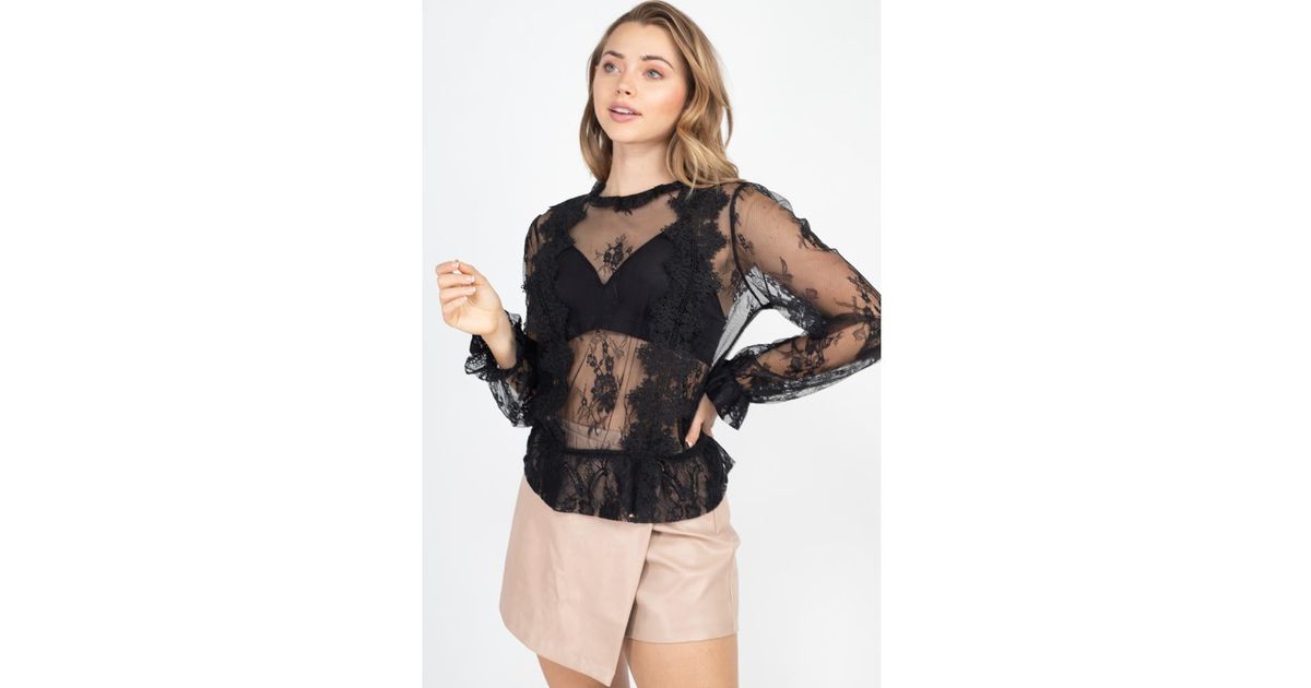 Semi-Sheer Textured Peplum Top