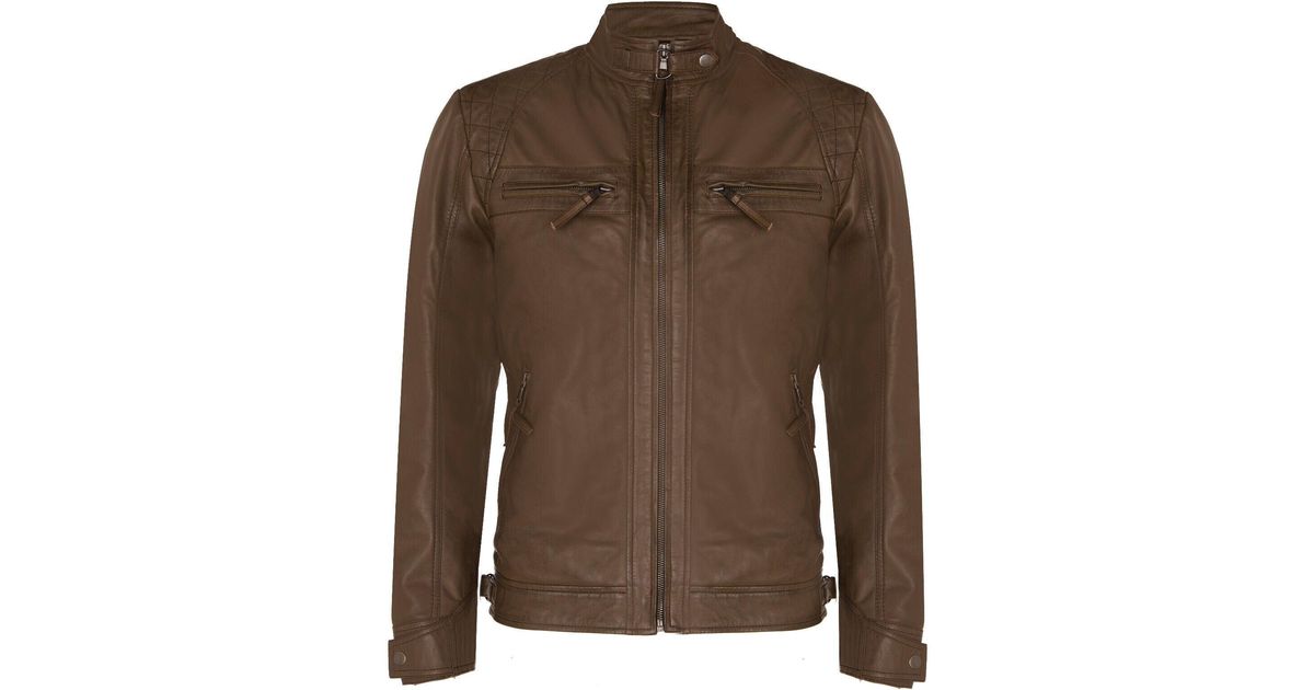Infinity Leather Vintage Zipped Leather Racing Quilted Biker Jacket in ...