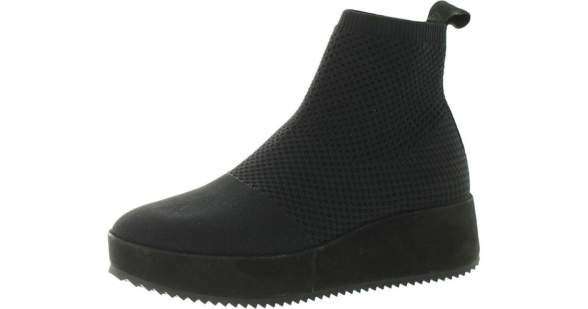 Eileen Fisher Mars Wedge Perforated Booties in Black | Lyst