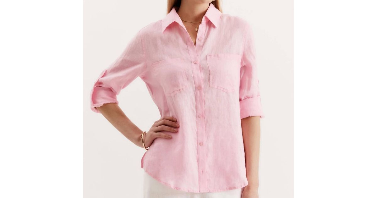 Multi Line Tabs Design tyler boe Addison Linen Shirt in Pink | Lyst