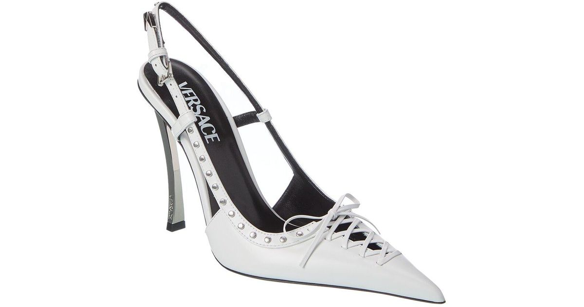 Versace black and white heels hotsell