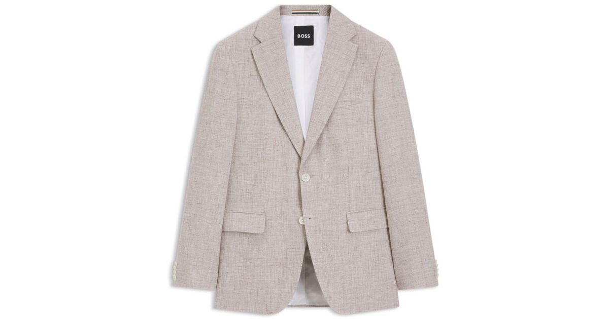 BOSS Slim-Fit Jacket With Puppytooth Pattern in Gray for Men | Lyst
