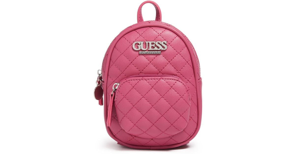 Guess Factory Evan Quilted Mini Crossbody Backpack in Pink | Lyst