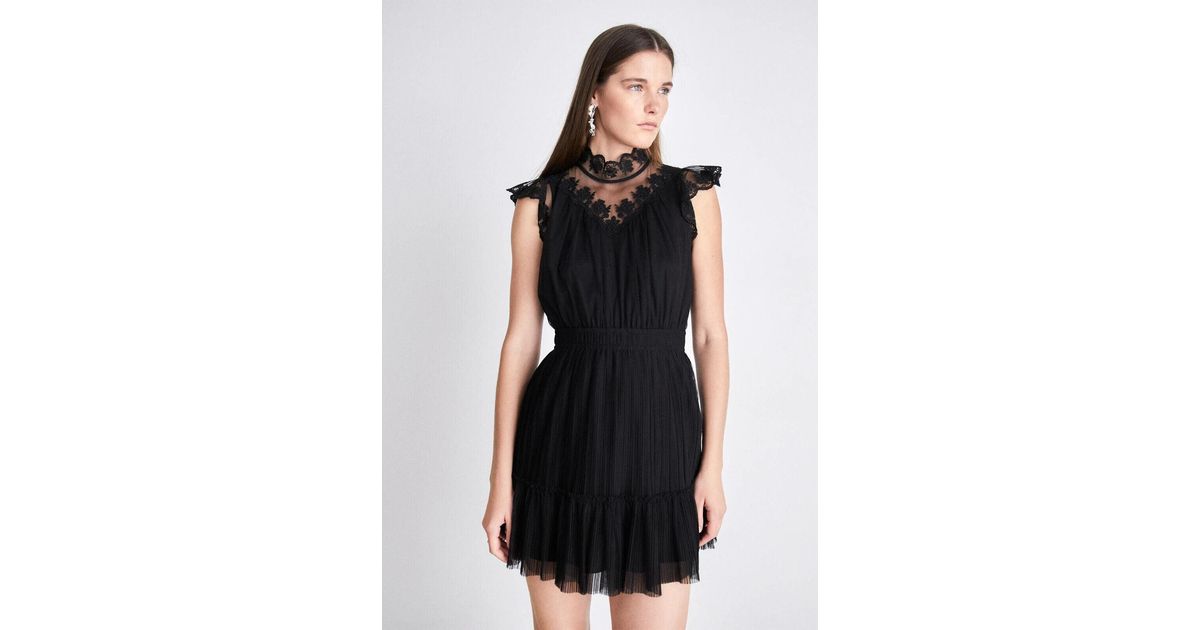 AllSaints Allsaints Azura Dress 4 Tulle Lace Cap Sleeve Party Cocktail  Erk148 in Black | Lyst