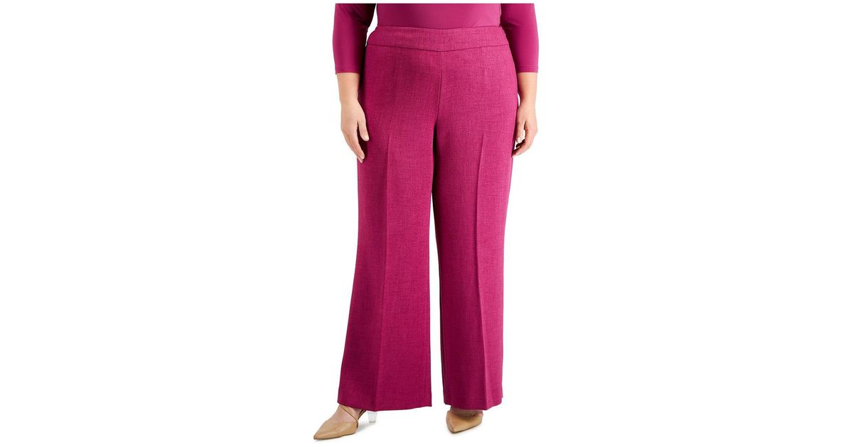 Kasper Plus Suit Separate Office Wide Leg Pants in Pink Lyst