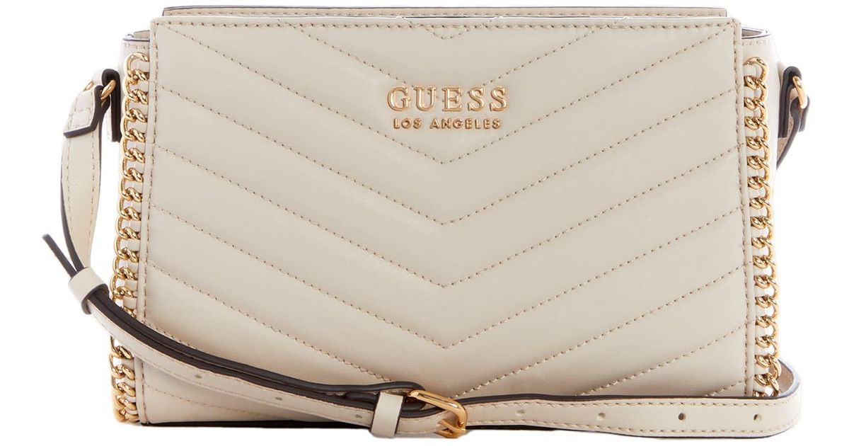 Guess Factory Pooler Quilted Crossbody in White | Lyst