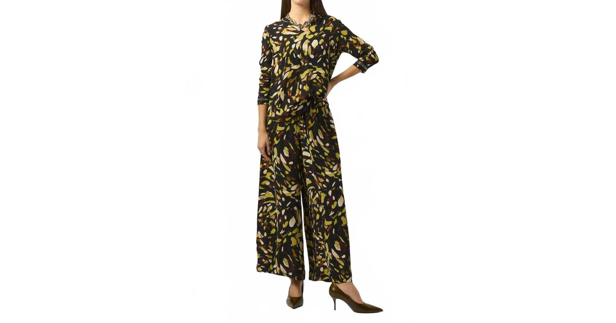 Joseph Ribkoff Animal Print Wide Leg Pant in Green | Lyst