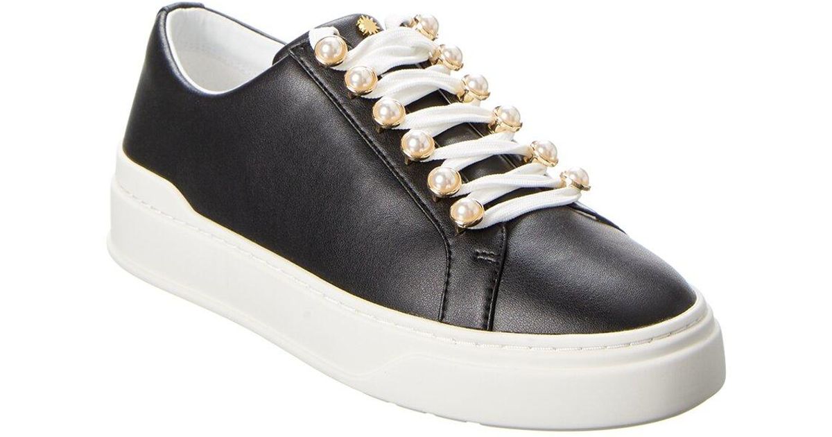 stuart weitzman excelsa leather embellished sneaker