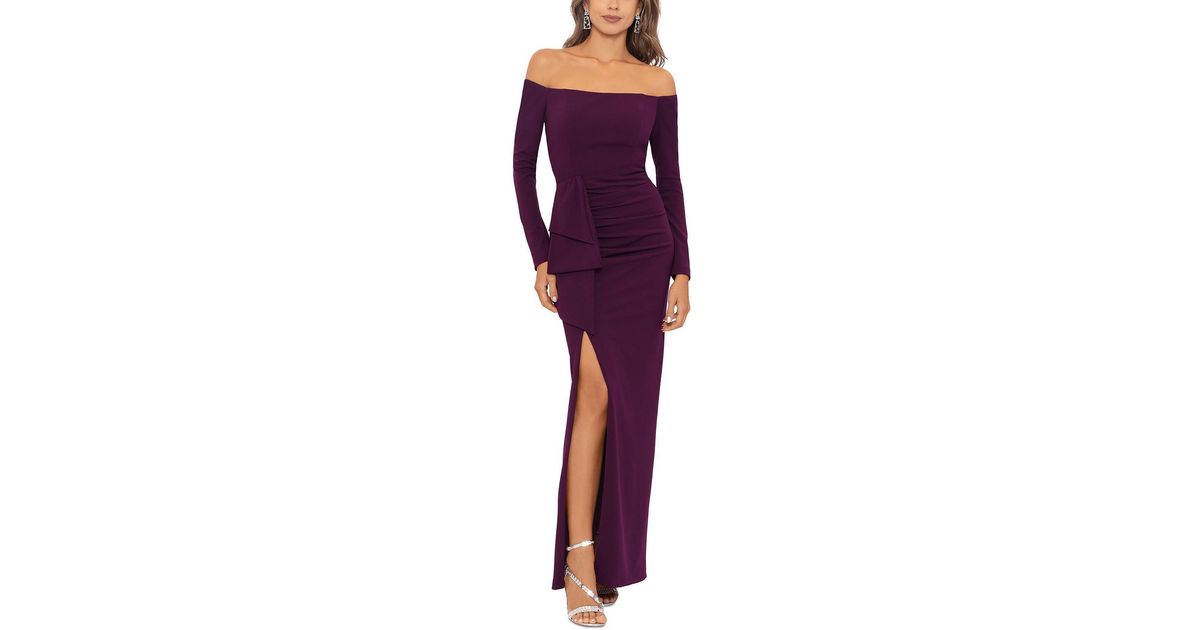 Xscape Knit Offtheshoulder Evening Dress in Purple Lyst