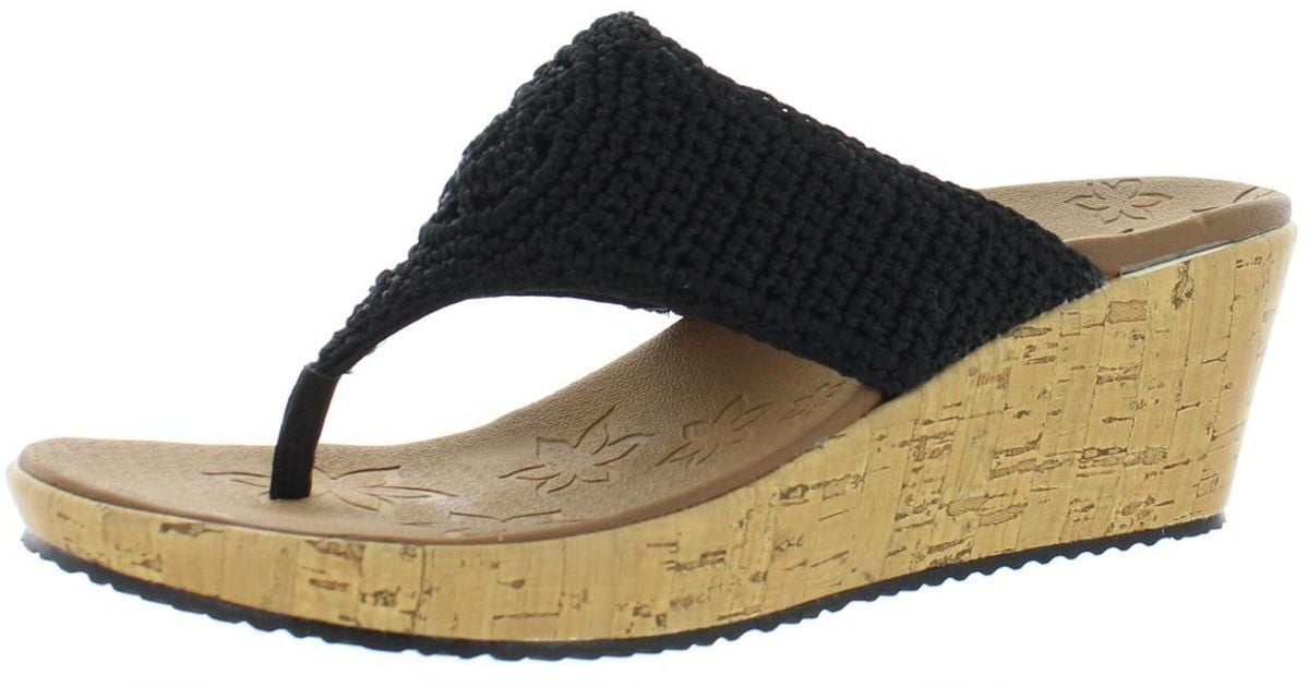Skechers Beverlee fancy Work Flip Flop Slides Wedge Sandals in
