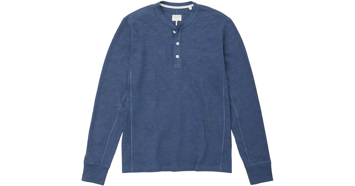 Welcome Long Rag Rag & Bone 100% Cotton Long Sleeves Classic Henley Wrnindigo in Blue ...