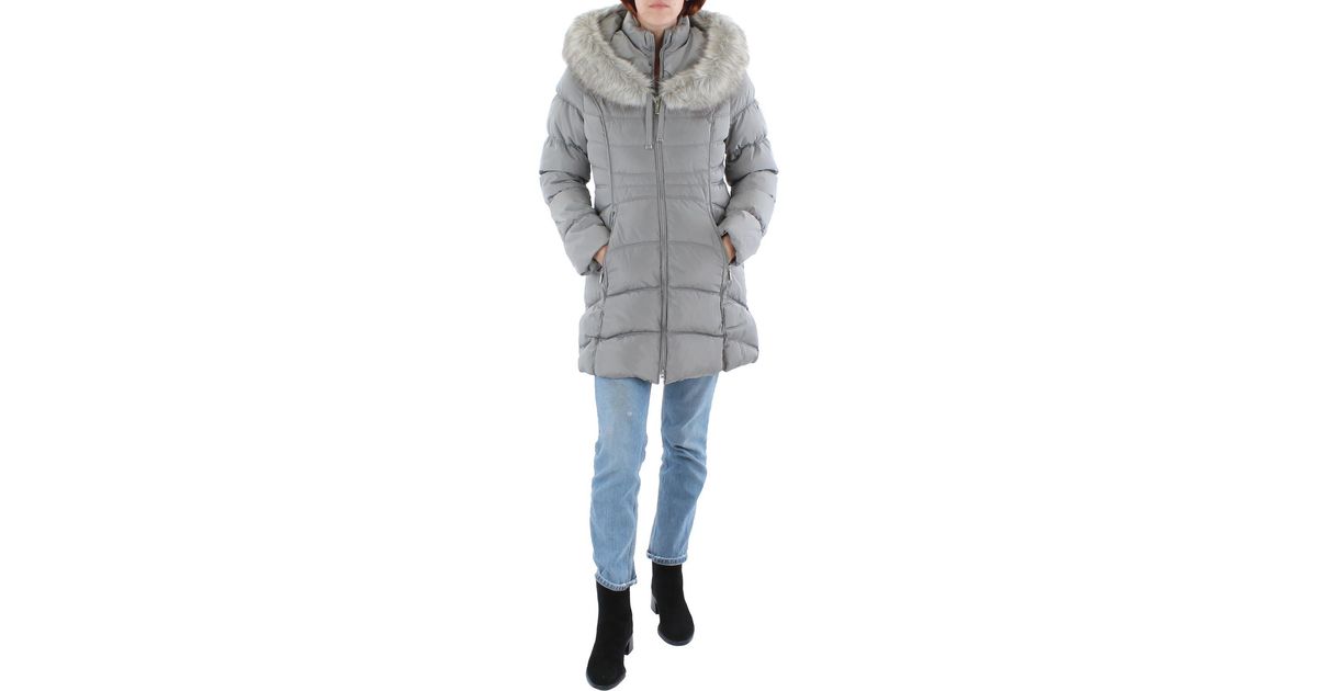 Laundry by shelli segal faux fur trim short store puffer coat