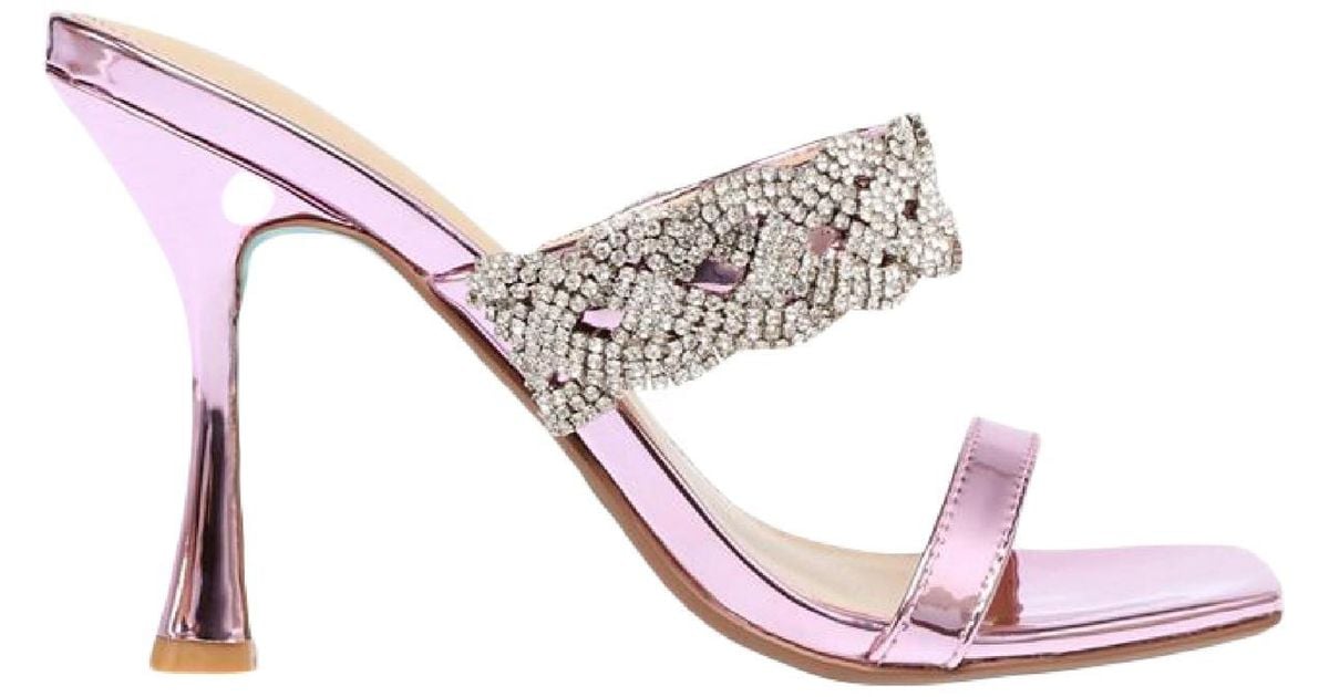 Betsey Johnson Lina Metallic Squared Toe Kitten Heels in Pink | Lyst