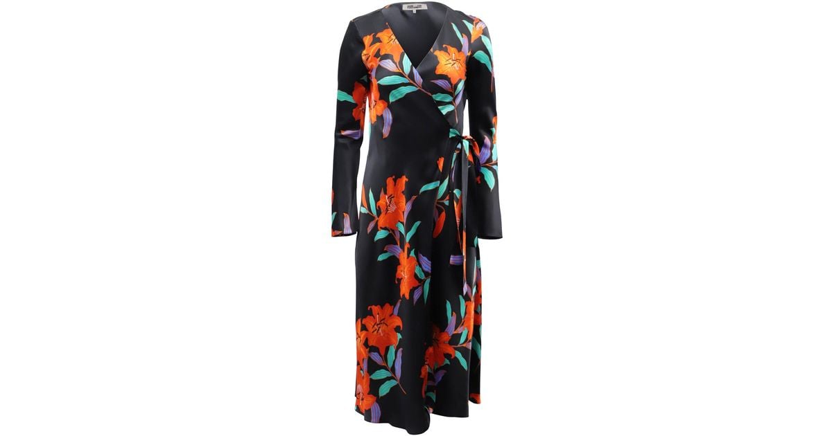Diane von Furstenberg Tilly Argos Midi Wrap Dress in Black Lyst