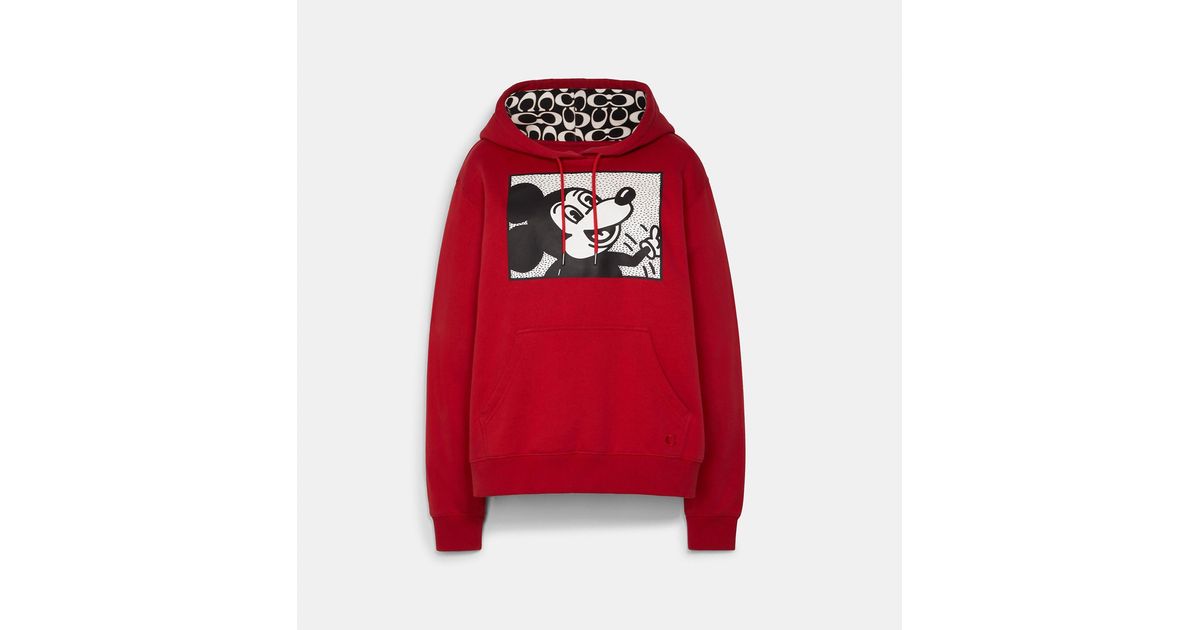 COACH Disney Mickey Mouse X Keith Haring Hoodie in Red | Lyst