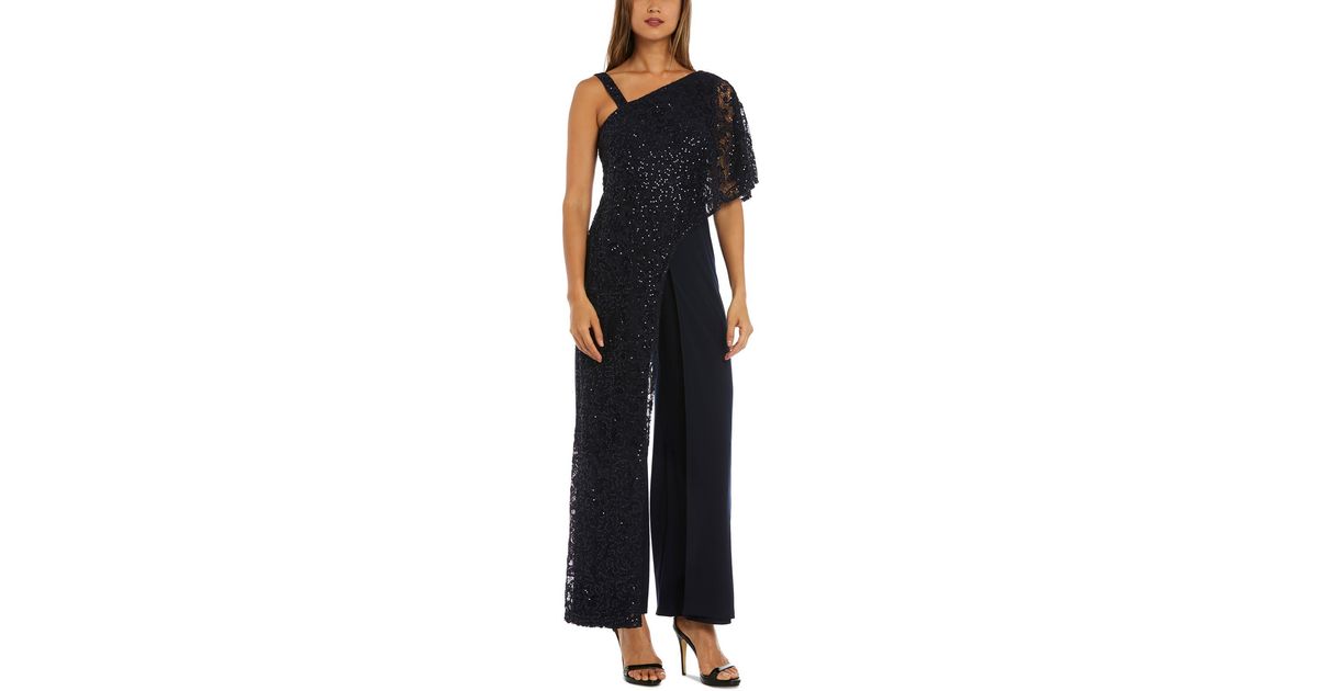 R & M Richards Petites Evening Lace Jumpsuit in Black Lyst