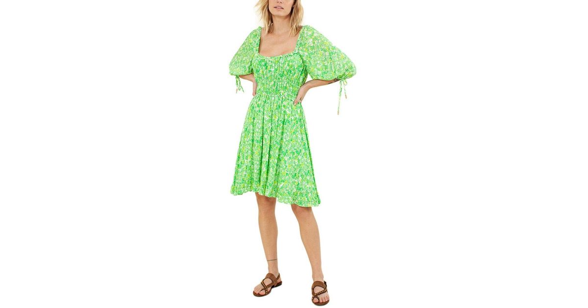 Hale Bob Ruffle Trim Mini Dress in Green | Lyst