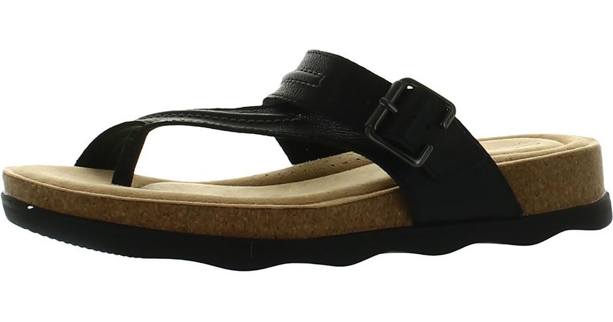 Clarks Brynn Madi Leather Slip On Slide Sandals in Black | Lyst
