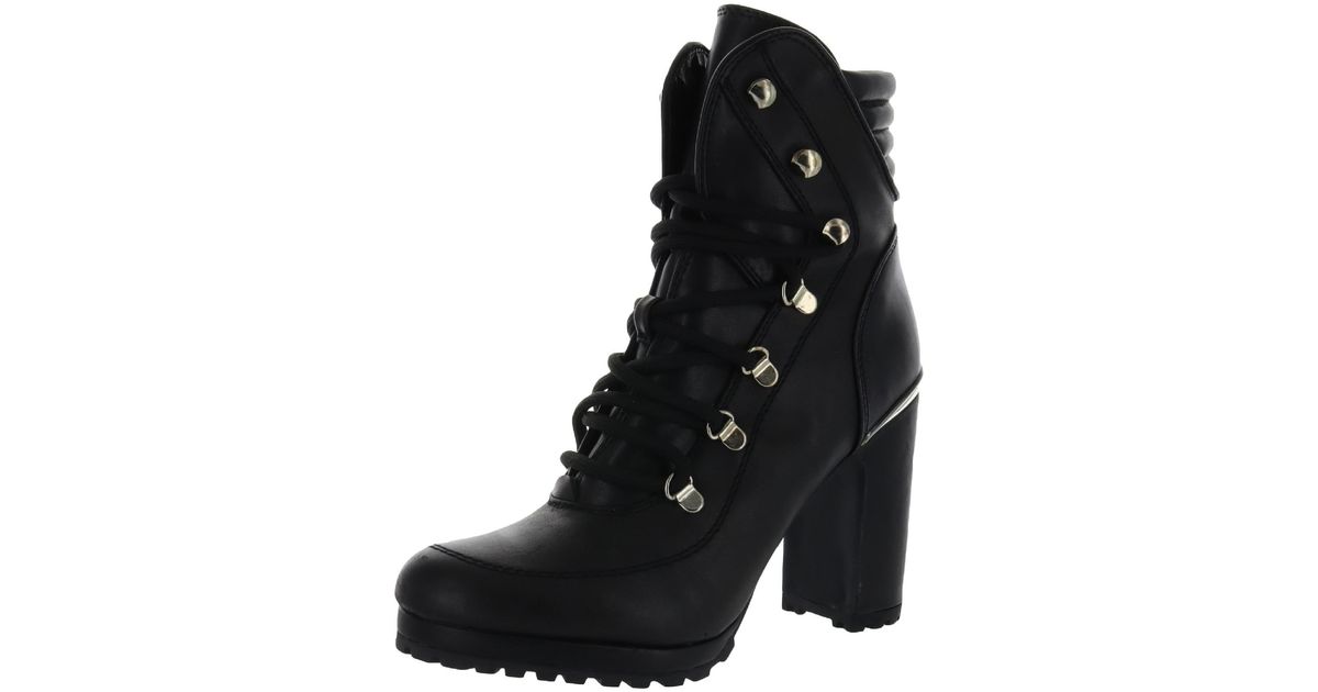 DKNY Lenni Laceup Lace Up Platform Boots in Black Lyst