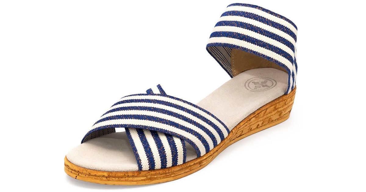 charleston shoe co blue Peachtree Low Wedge Sandal In Navylumina