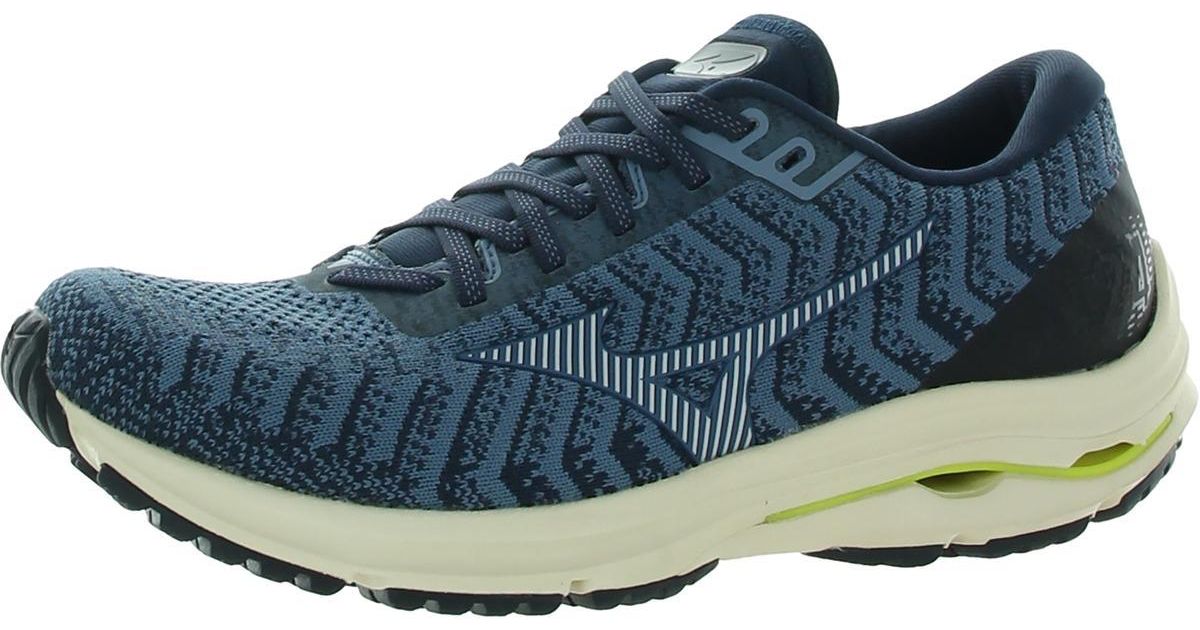 Mizuno Wave Rider 24 Waveknit Fitness Workout Running Shoes in Blue for