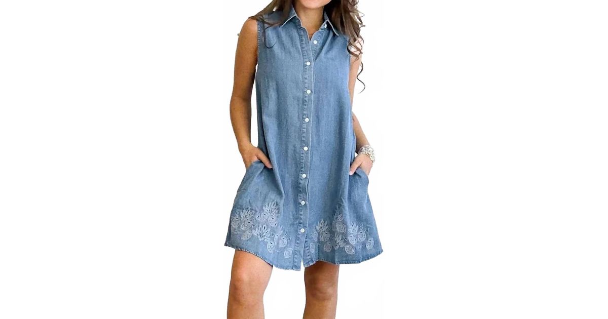 Elan Eyelet Trim Dress in Blue | Lyst