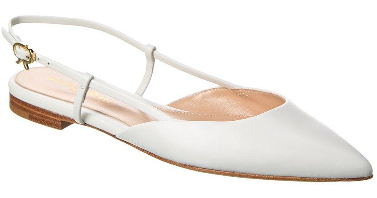 Gianvito Rossi Ascent Leather Slingback Flat in White | Lyst