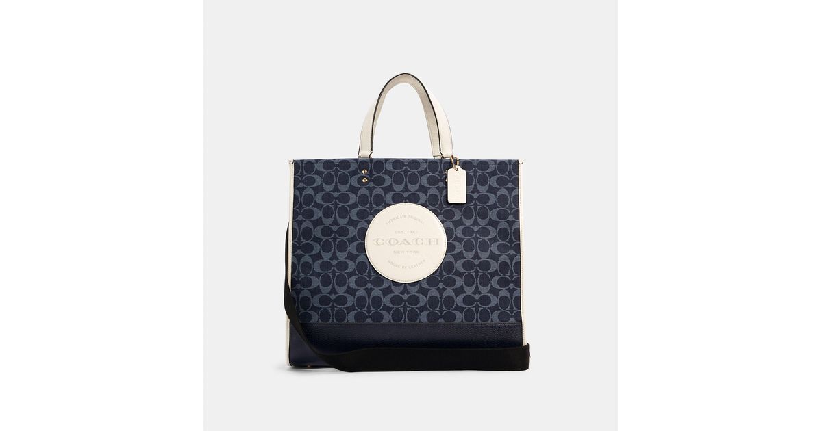 Coach Outlet Dempsey Tote 40 In Signature Denim With Coach Patch in