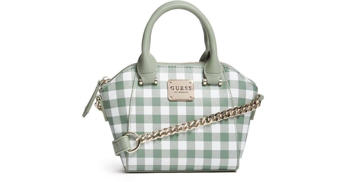 Guess Factory Andrea Gingham Mini Crossbody in Green | Lyst