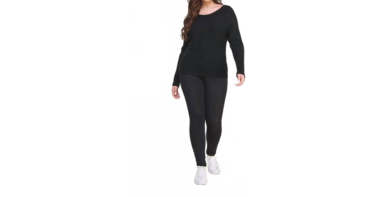 Allie Rose Soft Ribbed Fine Gauge Pullover in Black | Lyst