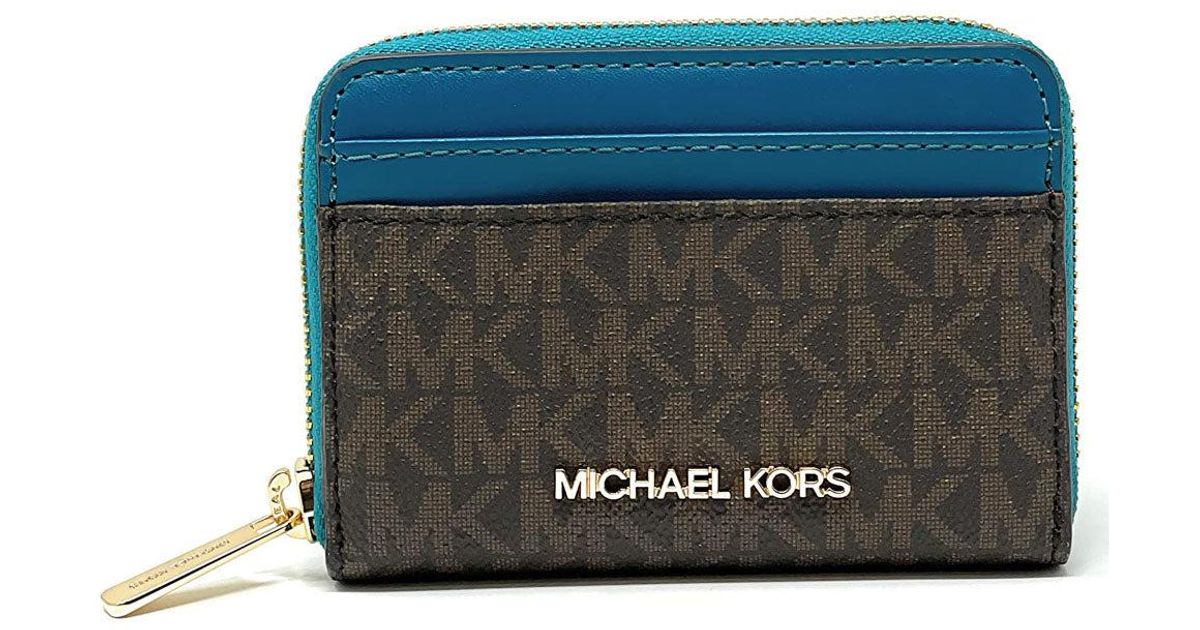 Michael Kors Jet Set Travel Medium Zip Around Card Case Wallet in Blue