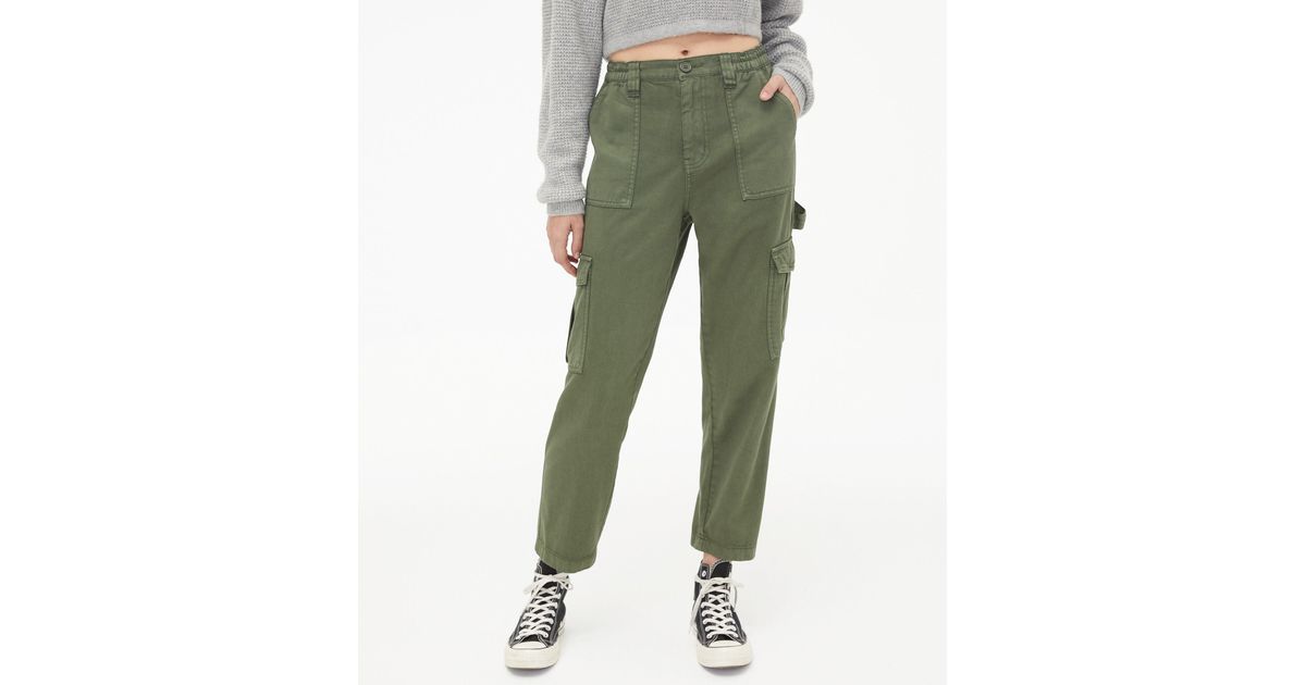 Aéropostale Denim High-rise Straight Cargo Pants in Green | Lyst