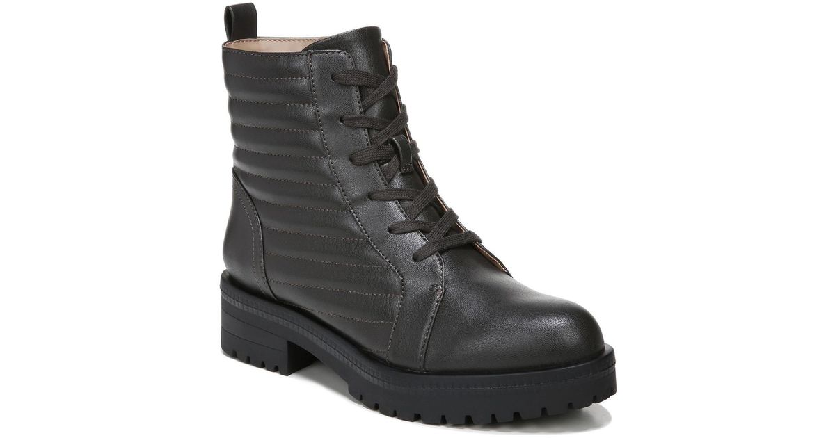 LifeStride Stormy Faux Leather Platform Combat & Laceup Boots in Black