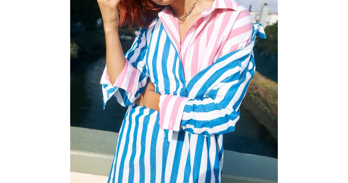 Sundry Candy Striped Button Down Shirt in Blue | Lyst