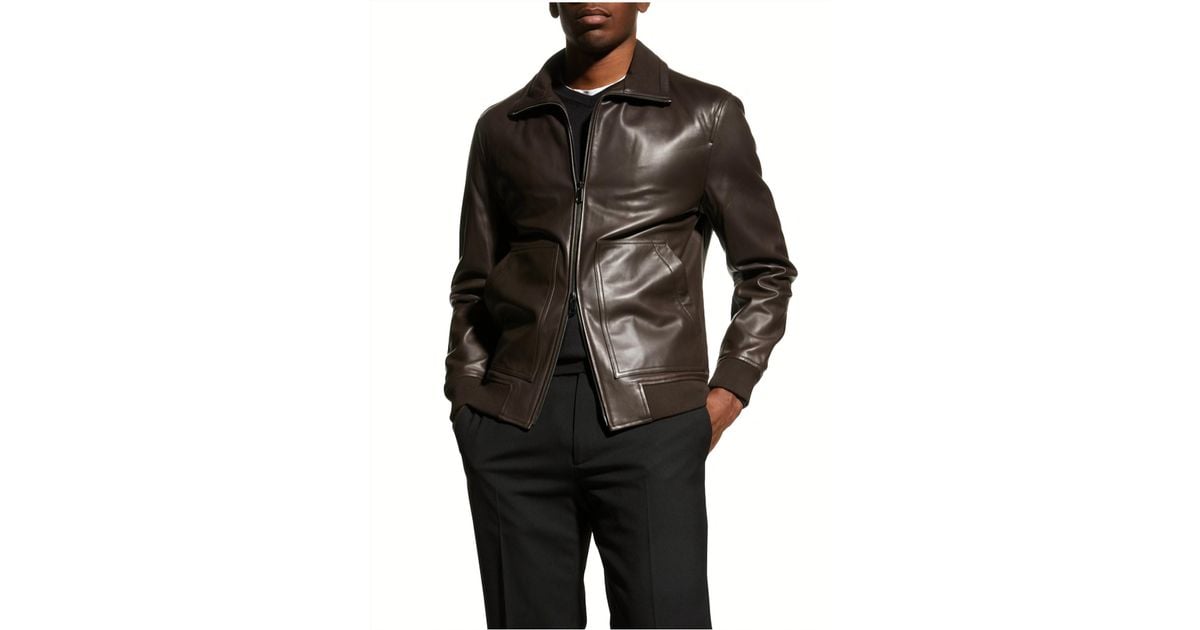 Theory Landan Supreme Lamb Leather Jacket in Black for Men | Lyst